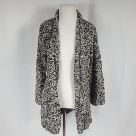 black and white knit cardigan